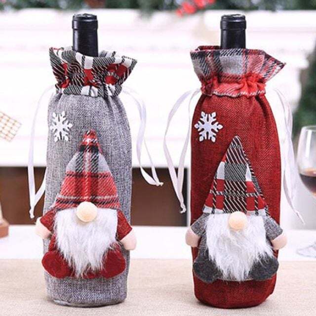 디와이컴퍼니 에이치플러스몰 크리스마스 고깔모자 수염 와인병 커버 성탄절
