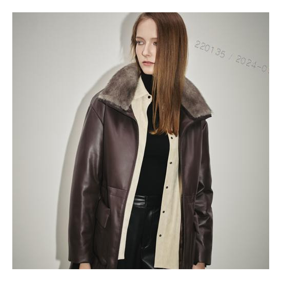[우바]●24FW 밍크 카라 가죽다운