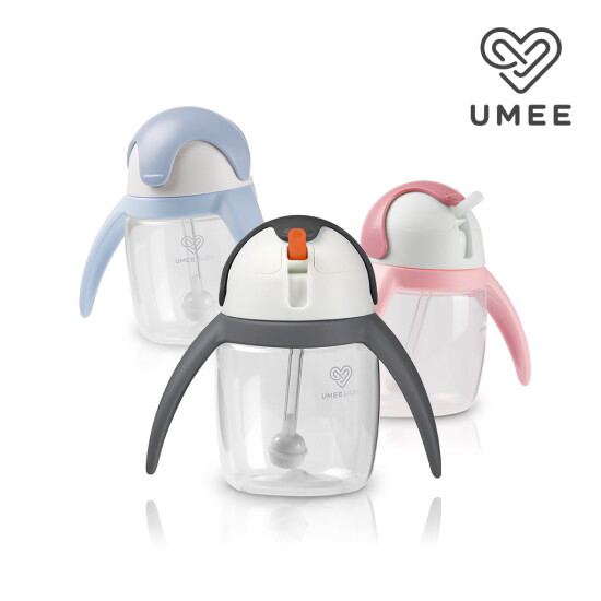 [유미][유미] 이지그립 펭귄빨대컵 빨대추 포함 아기빨대컵 240ml