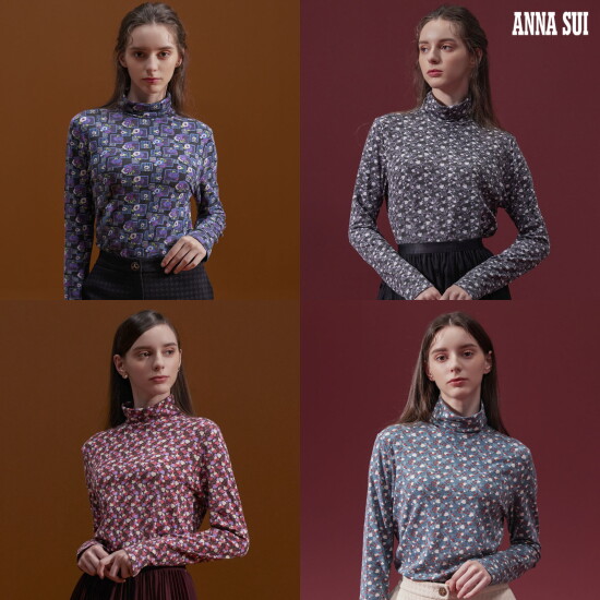 [안나수이][최초가 79,000원] 23FW 아트 캐시 블랜딩 티블라우스 2종세트