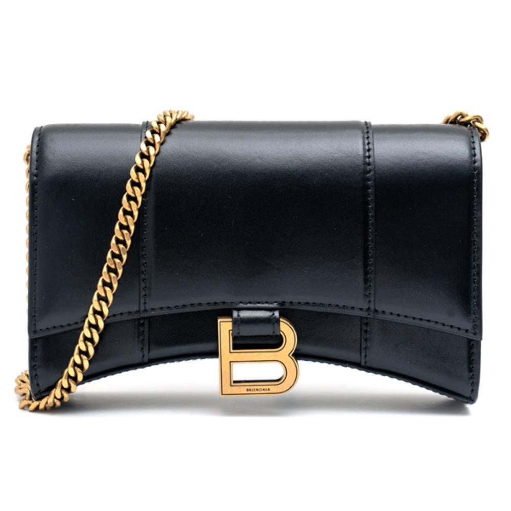 BALENCIAGA 발렌시아가 라프리마 발렌시아가 여성 아워글래스 박스 월렛 온 체인 숄더백 656050-1QJ4M-1000