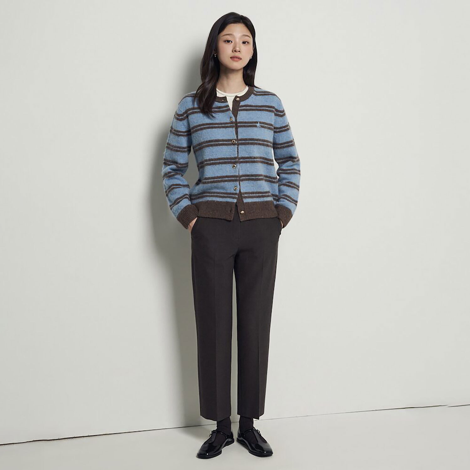 빈폴레이디스(상반기) 기모 슬림 스트레이트 마이크로 체크 팬츠  브라운 BF5921C55D