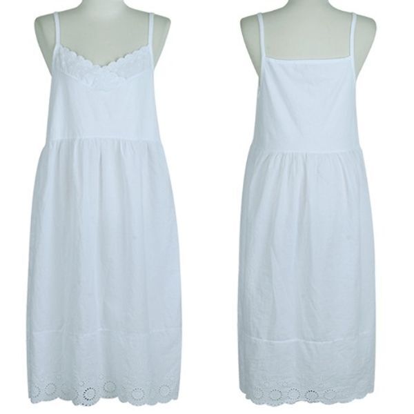 원피스토리 [하프클럽/원피스토리]브이 면레이스 롱끈원피스/레이어드홈웨어잠옷나시