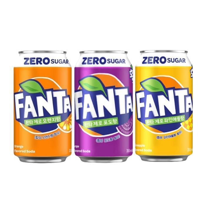 셀러허브 식품 한번에먹자쇼핑몰 환타 제로 355ml 3종 혼합 / 오렌지향 8 + 포도향 8 + 파인애플향 8 / 총 24개