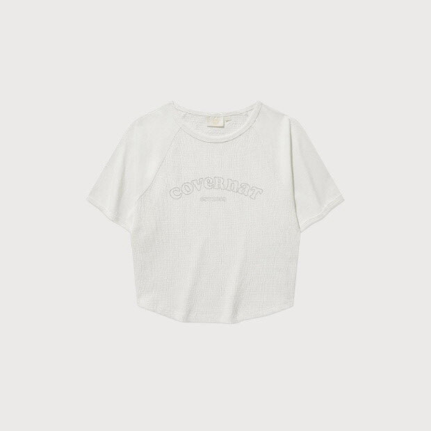 커버낫 커버낫반팔티 CQK CO2502ST81-WH 우먼 베이비핏 아치 쿠퍼로고 셔링 티셔츠 White