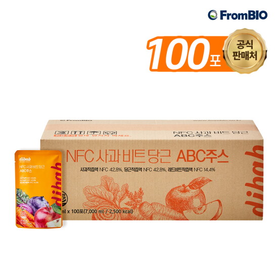 [프롬바이오(백)](프롬바이오) 디밥 NFC사과비트당근 ABC주스 100포(100포x1박스) 실속형