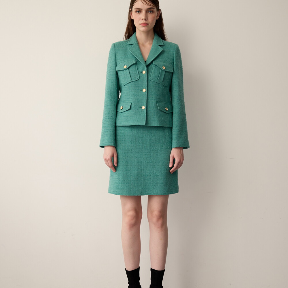 프릭스 바이 김태훈 [프릭스] Tweed Suit_Wool Tweed Mini Skirt_PORCELAIN GREEN