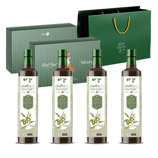 [아보아칸][4구SET] 올리브엑스트라버진오일250ML*4EA 선물세트+선물박스+쇼핑백증정