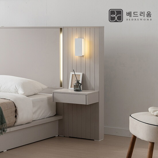 [금성침대 X 베드리움][롯데 단독][베드리움]  앰비언트 LED 호텔침대 버티컬 서랍 선반