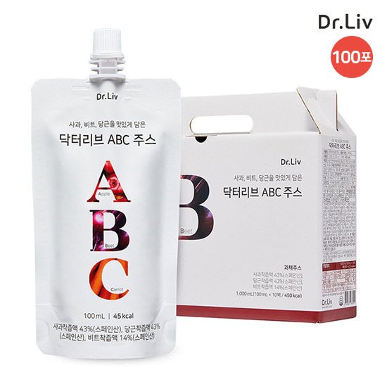 닥터리브 ABC 주스 100ml x 10팩 x 10박스, 총 100포