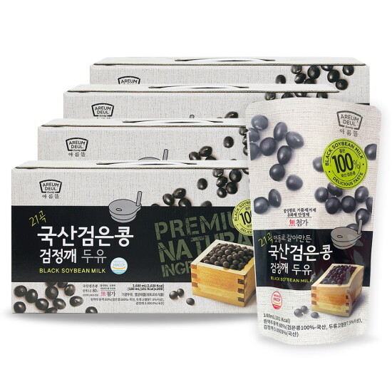 [기타][아름뜰] 맷돌로 갈아만든 국산 검은콩 검정깨 두유 4박스 180ml 80팩 (해피허브메타)