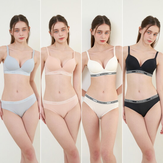 [원더브라][Wonderbra] 스포츠 아웃밴드 노와이어 브라팬티 8종[브라4+팬티4] WBW4M22232425_T