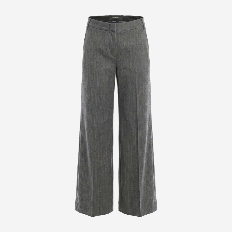 ERMANNO SCERVINO ERMANNO SCERVINO 에르마노설비노 하이웨이스트 와이드 크리즈 팬츠 D496P301YAXJ4903 BLACK