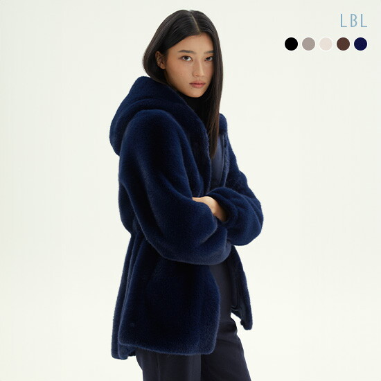 [LBL](런칭가 89,900원) (24FW) NEW에센셜 FAUX밍크 후드 하프자켓