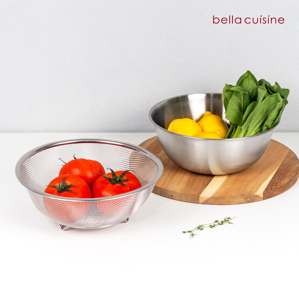 벨라쿠진 22cm 스텐 믹싱볼 채망 2종 세트 채반 볼