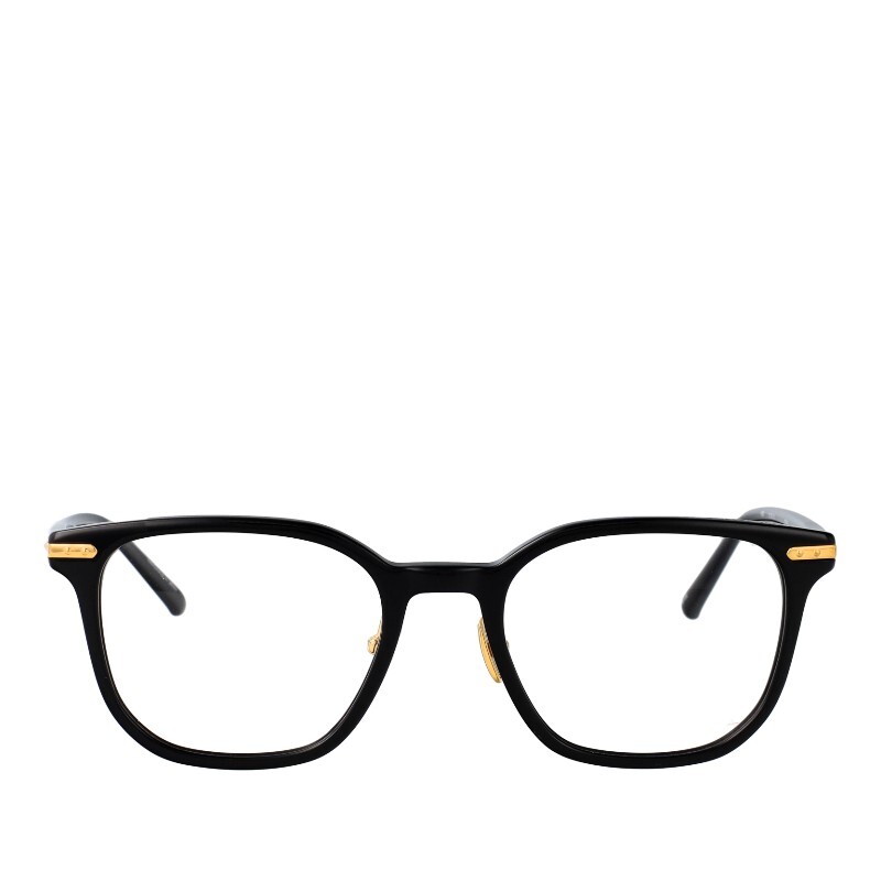 린다페로우 린다페로우 블랙 프레임 렉탱귤러 골드 액센트 남여공용 안경테 LF91AOPT C1 51