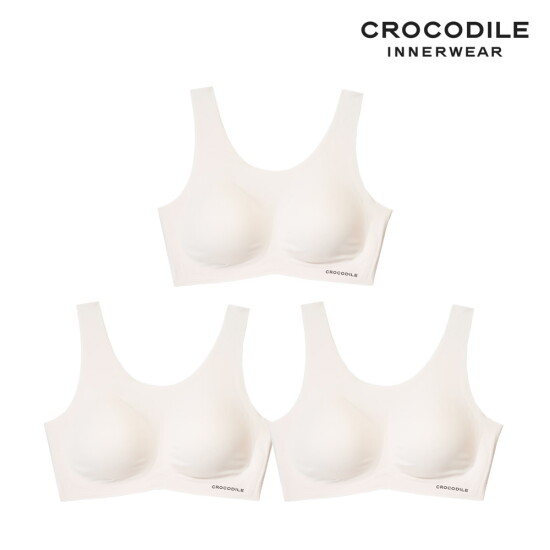 [크로커다일(언더웨어)][크로커다일] 소프트핏 쉘론 U넥 패드일체형 브라3종+팬티1종 4종세트