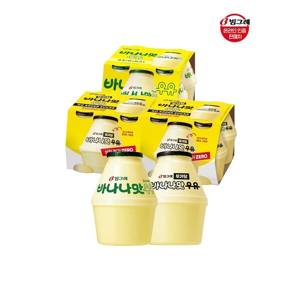 빙그레 [하프클럽/빙그레]빙그레 단지우유 240ml 바나나맛 4개   무가당 바나나맛 8개
