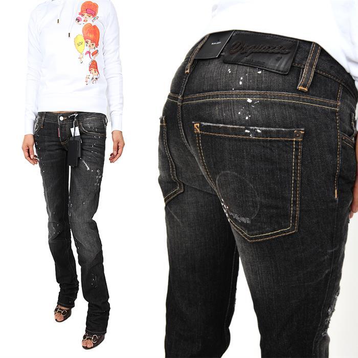 DSQUARED2 디스퀘어드2 디스퀘어드 총알폐인트 더티블랙 워싱진 S72LA0443