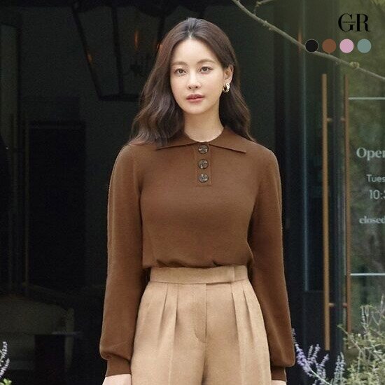 ○조르쥬 레쉬 Marie 버튼 카라 퍼프 니트 4종
