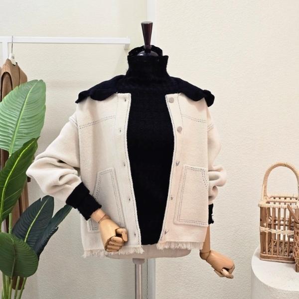 포커스 [포커스]FW4J3JK31093_와이드 카라 스티치 니트 재킷