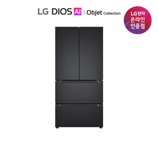 [공식][1등급][491L]LG 오브제 김치냉장고 스탠드형 4룸 메탈 맨해튼미드나잇(Z490MMMF11)