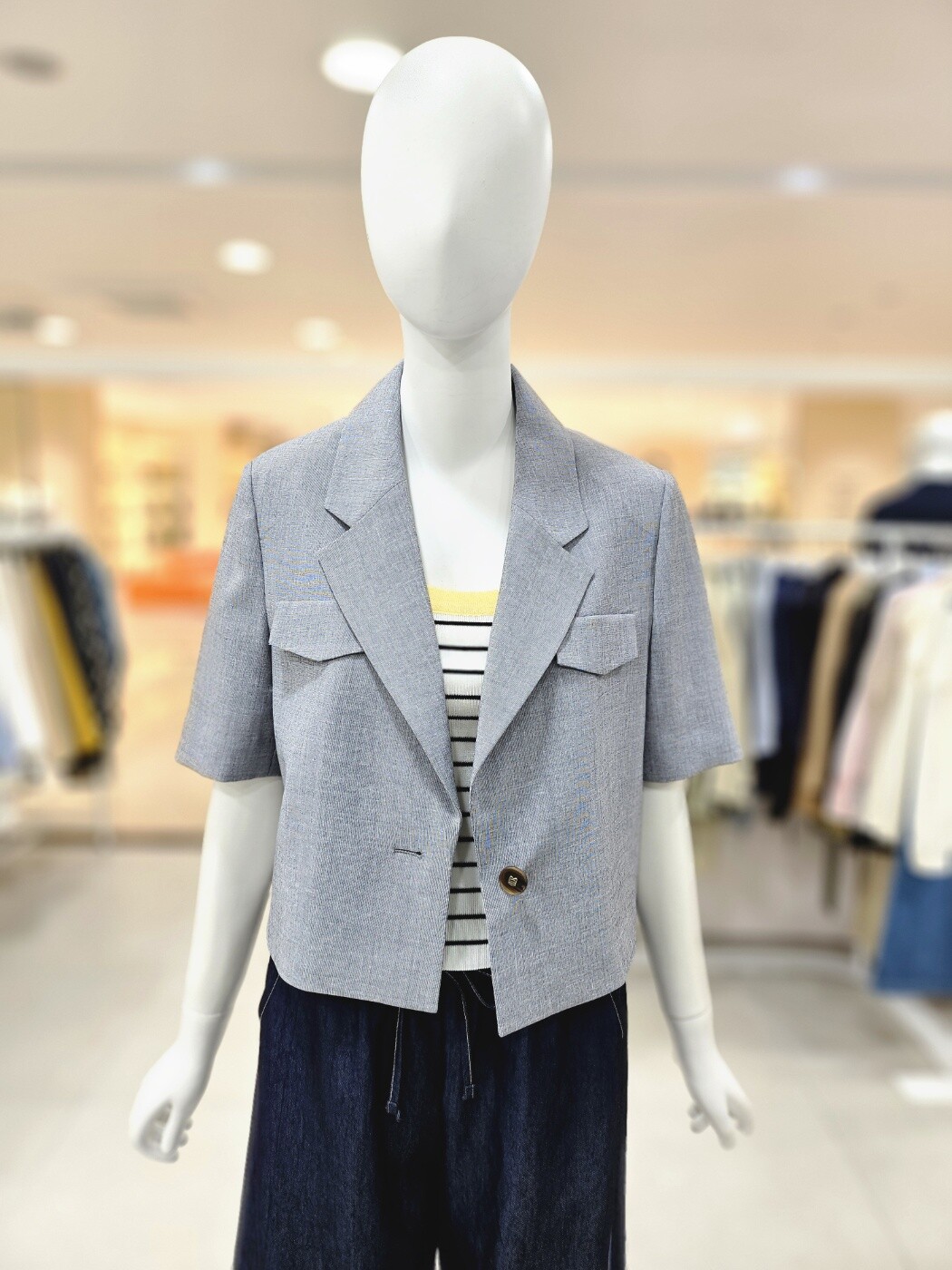 올리브데올리브 (롯데아울렛)(올리브데올리브) 크롭 원버튼 반팔 자켓 (YW5MJ207)