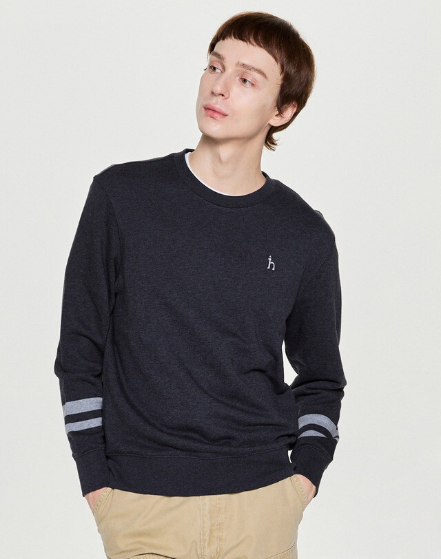 헤지스 남성 [헤지스 남성] [25FW] HZTS5D344CG 차콜 소매블럭 맨투맨