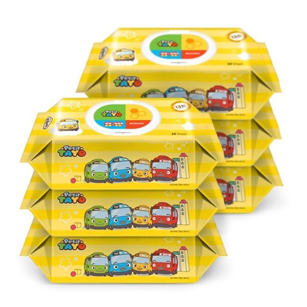 깨끗한나라 [하프클럽/깨끗한나라]보솜이 13무 안심 아기물티슈 캡형 60매 6팩