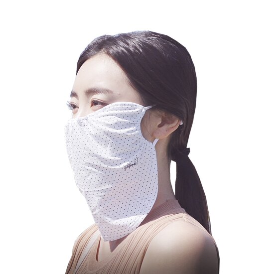 자외선차단 쿨 마스크 롱사이즈 흰색도트 1+1