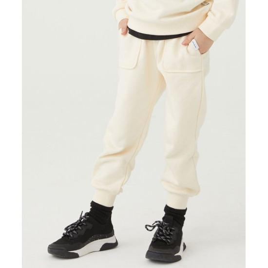○[얼킨] 리플렉티브 로고 오가닉 팬츠 크림, 블랙 Reflective Logo Organic Pants_Cream, Black