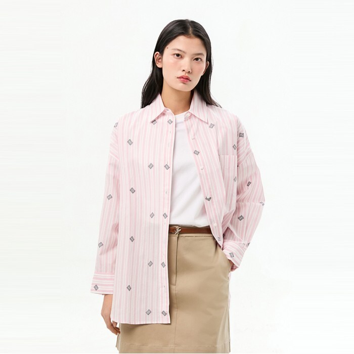 타미힐피거 여성 [공식] [타미힐피거] 스트라이프 이지 핏 셔츠 (T22G0WSH003WT20D2)