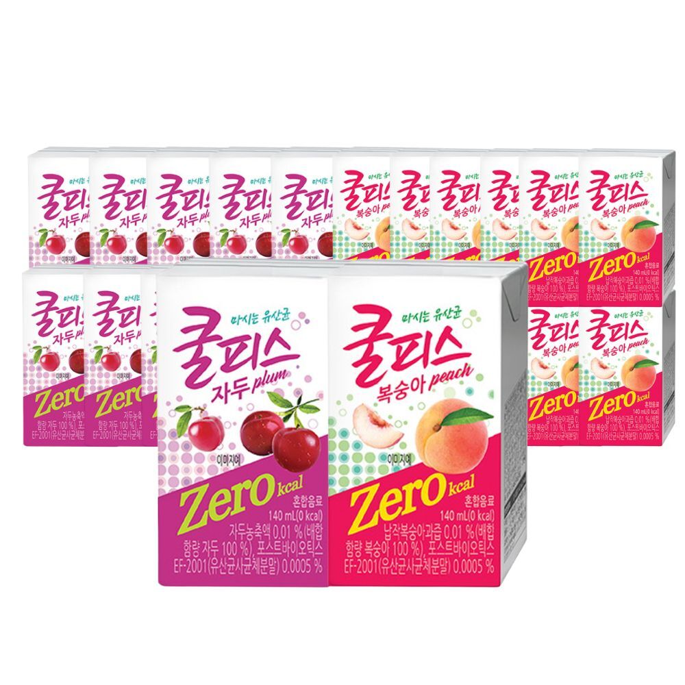 동원F&B ● 동원 쿨피스제로 복숭아 12개 + 자두 12개 총 24개 140ML (오늘출발+무배) 과즙음료 can 음료수 제로 유산균 비타민 sh