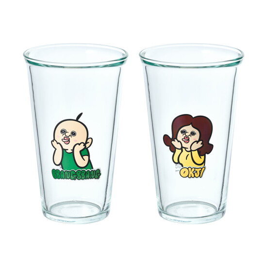 [글라스락][글라스락X빵빵이의 일상] 빵빵이 옥지 메롱컵 500ml 2P 세트