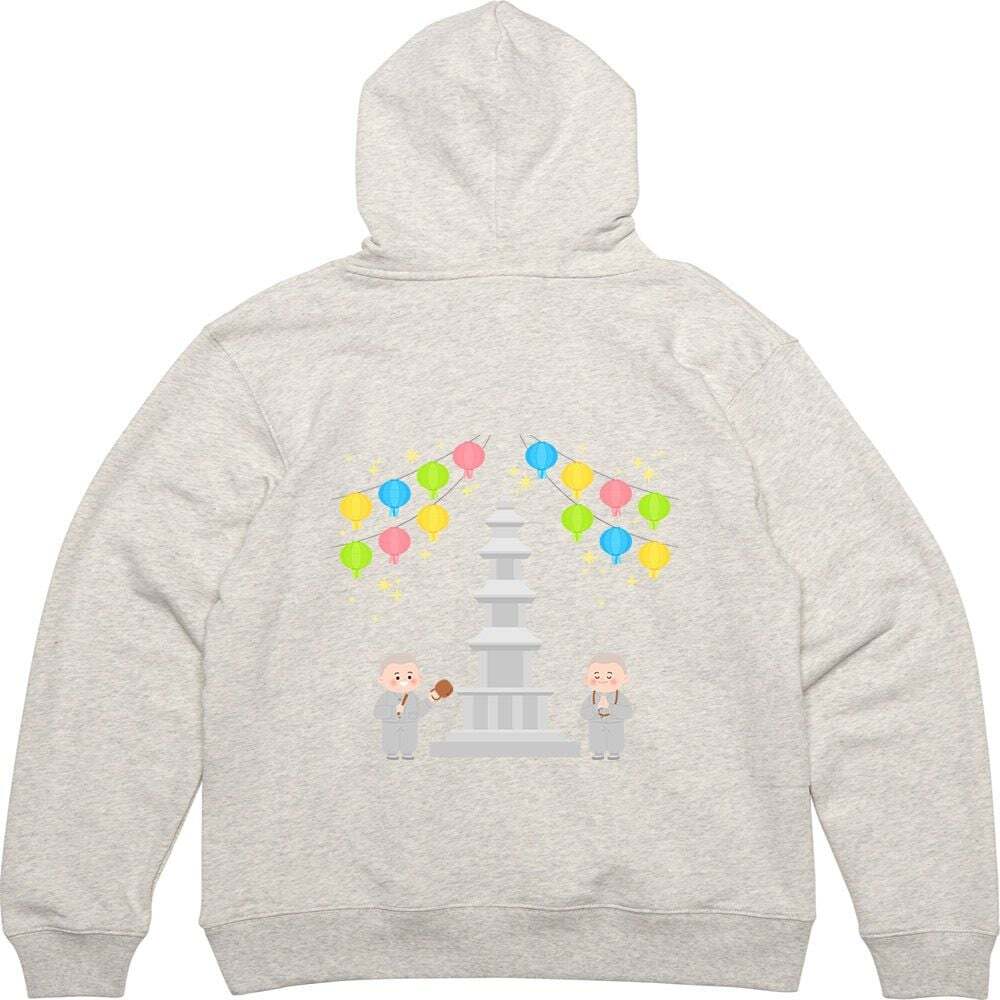 오너클랜 기모후드집업 뒷면 석가탄신일 목탁 스님 디자인