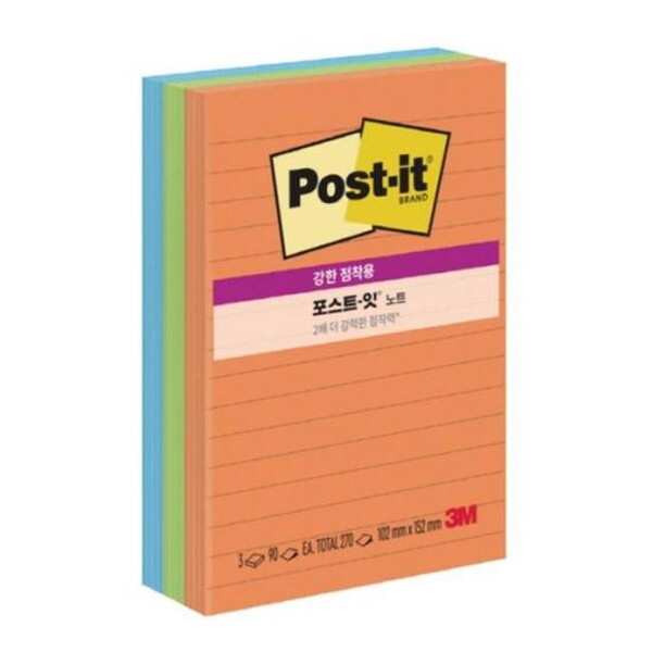천하지엘씨(주) 알파 [3M] 포스트잇강한점착용노트컬렉션팩660-3L 102x152mm3패드270매에너지부스트라인
