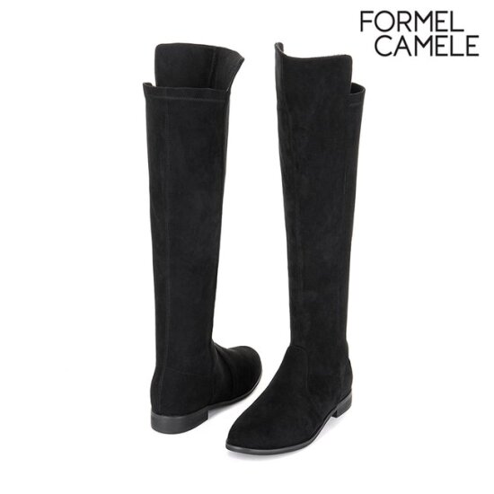 스웨이드 스판 롱부츠 블랙 2CM FIW1F1SL301