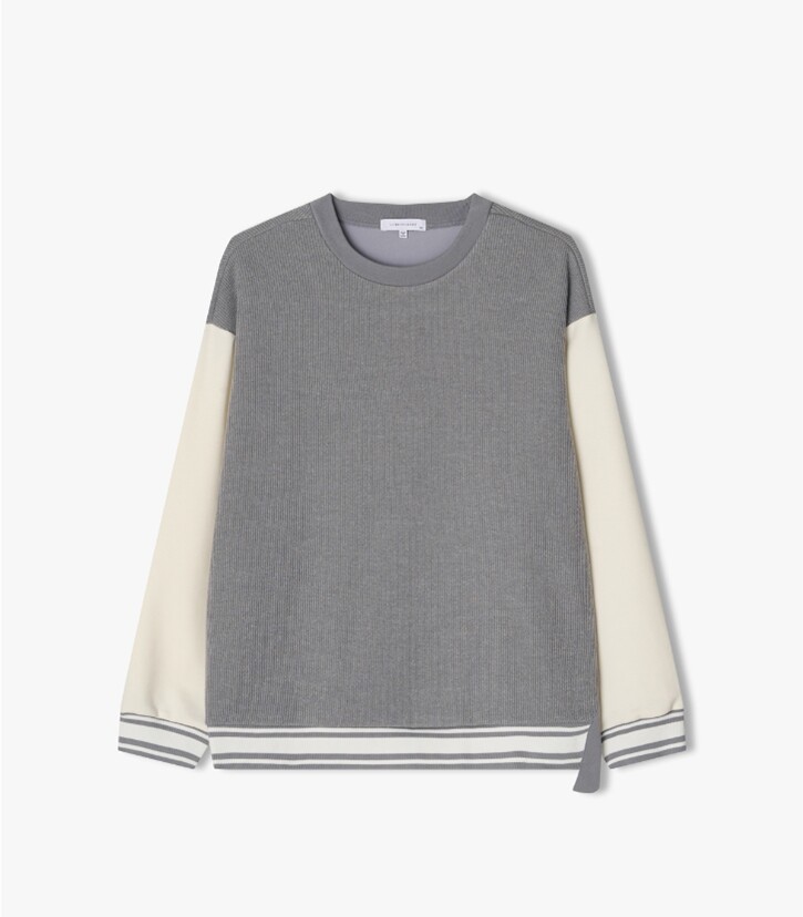 리버클래시(남성) 리버클래시 24F/W 멜란지그레이 텍스쳐 믹스 바시티 티셔츠 LKF41406