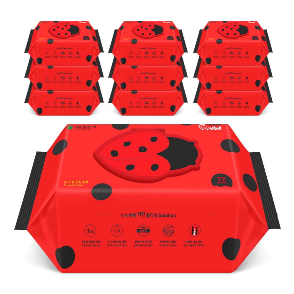 누누베베 누누베베 벅스레드 캡형 물티슈 72매x10팩
