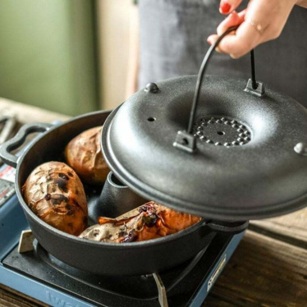 지오벤처스 직화용 무쇠 팬 고구마 옥수수 구이용 만능 조리기구