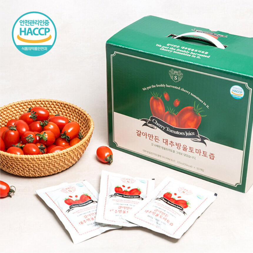 토마토농장 통째로 갈아만든 진한 대추방울 토마토즙 1박스 (50포)