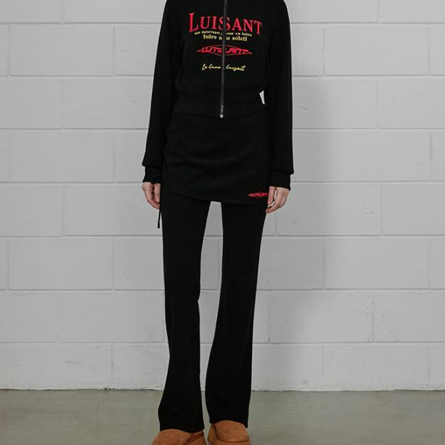 에고이스트(EGOIST) 레터링 프린팅 포인트 스커트 레이어드 부츠컷 팬츠 ER4CP661