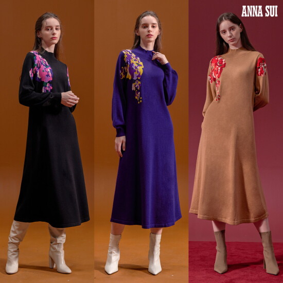 [안나수이][최초가 129,000원] 라무르 플라워 니트 원피스