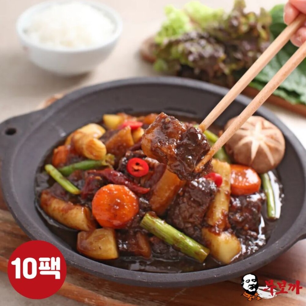 (주)다담 무보까국밥 [무보까] 국내산 한돈 순살 돼지갈비찜 500g x 10팩, 삼겹 돼지갈비찜