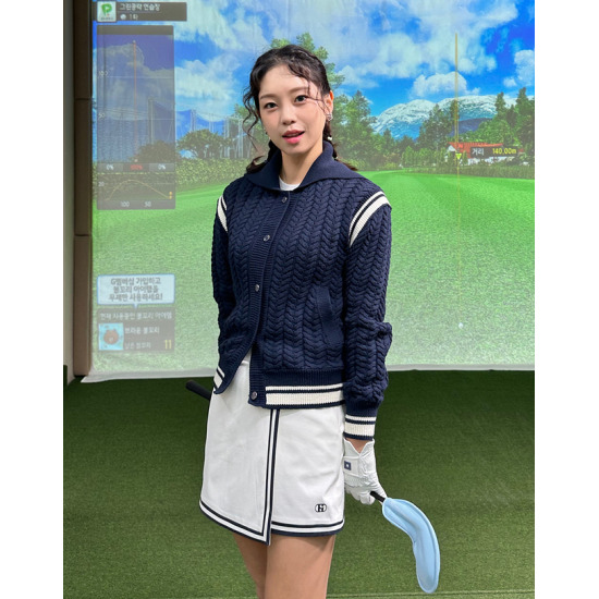[헤지스골프][헤지스 골프 여성] [23SS] HWSW3A111N3 김서영프로 착용WINDBLOCK네이비 세일러 방풍 스웨터 집업