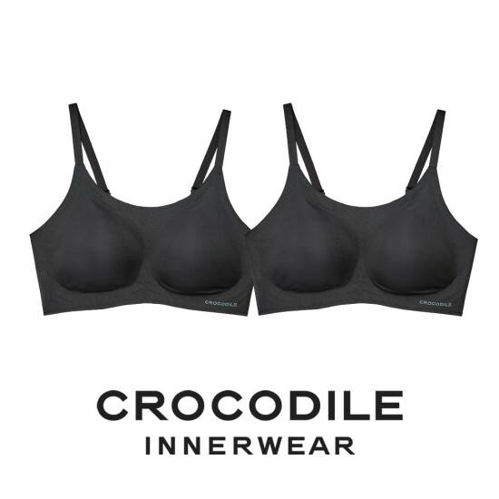 [크로커다일(언더웨어)][크로커다일] 소프트핏 쉘론 스트랩 패드일체형 브라2종 블랙 CDWBR5M12_2