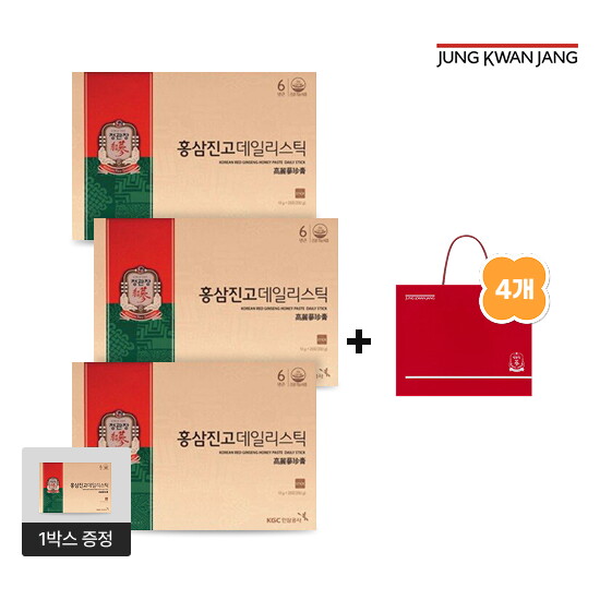 [정관장][3+1] 정관장 홍삼진고 데일리스틱(10g x 20포) 3박스+1박스 증정+쇼핑백 4개