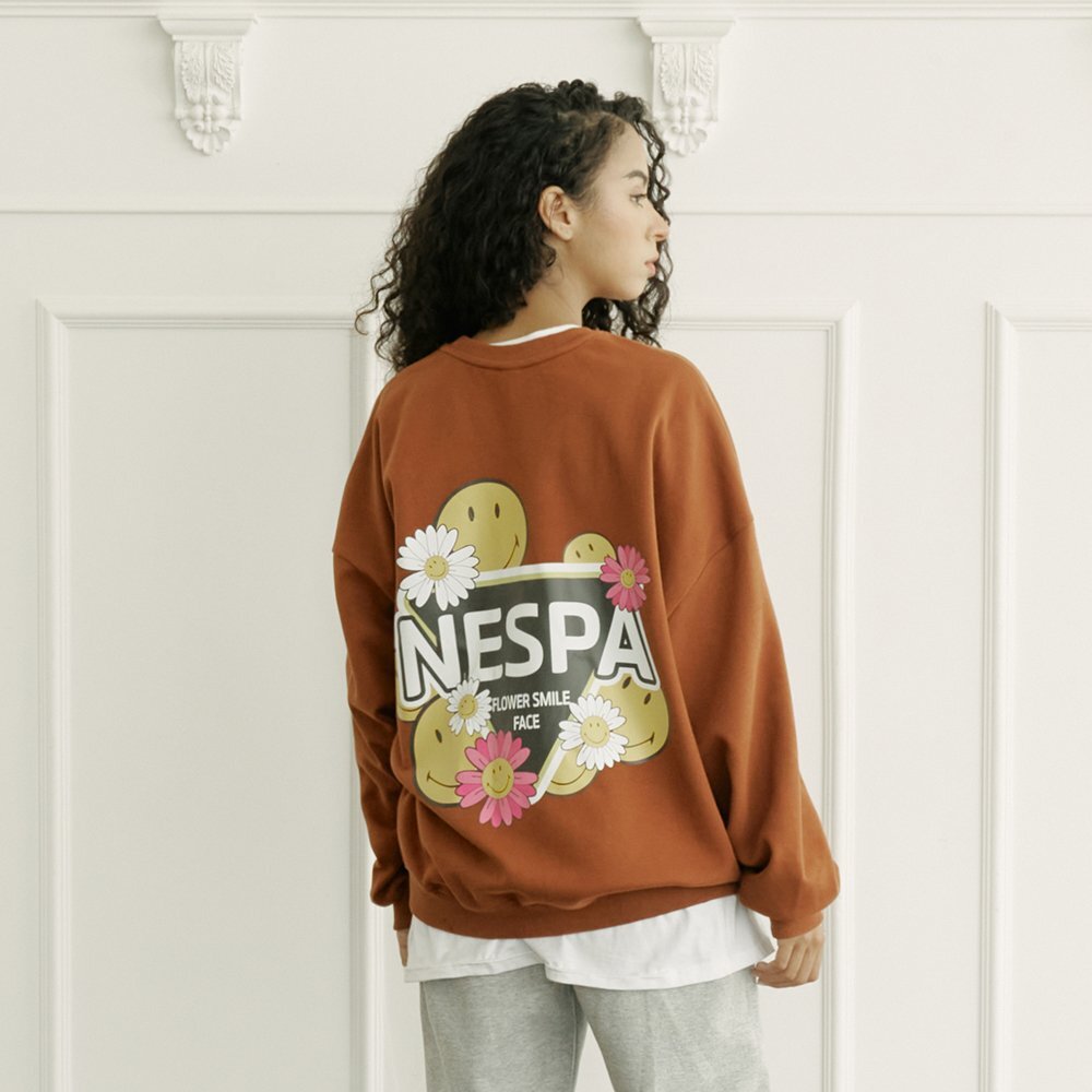 주식회사 마이스탈 네스파(남성) [네스파][당일발송/타임특가] 빅삼각스마일 오버핏 여성 맨투맨 티셔츠 커플 루즈핏 긴팔 SMS_0014 (5Color)