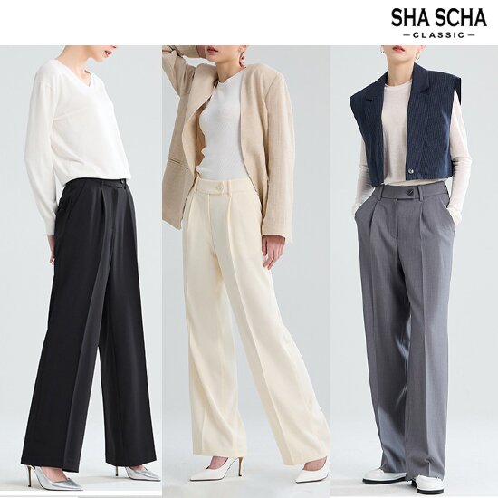 [홈쇼핑인기]샤샤 링클프리 와이드 팬츠 1종