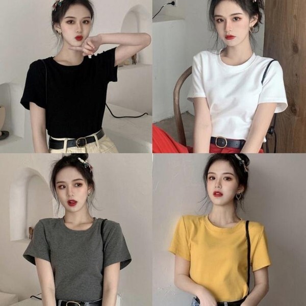 셀러허브(하프클럽) [하프클럽/셀러허브_여성트랜드패션]ONM 여성 슬림핏 라인선 기본적인 디자인 데일리 반팔티